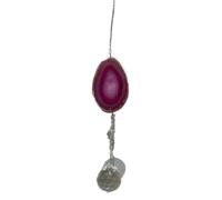 Agate Slice Crystal Sun Catcher - 25-35cm Hanging Prism Suncatcher with Natural Stone for Window, Garden or Car Rearview Decor(RoseRed)