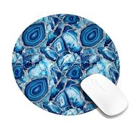 Agate Small Mouse Pad, Natural Modern Crystal Geode N/a Blue Round Rubber Smooth Portable Cloth Mousepad Decor for Home Office Work Gaming Desk Round 8x8 Inch