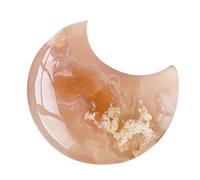 Agate Stone Healing Stones Moon Shape Natural Crystal Agate for Men and Women, Flower Agate Palm Stone for Home Room Decoration Bellv
