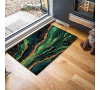 Agate Stone Surface Door Mats Indoor, Abstract Landscape Painting Non-Slip Low Profile Doormat Washable Dirt Trapper Mat for Entrance, Inside, Kitchen, Front Door Mat - 60 x 90 cm, Dark Green