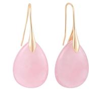 Agate Tear Beads Dangle Earrings, High Luxury Natural Stone Teardrop Fish Hook Earrings Elegant Trendy Pendant Drop Ear Jewelry for Women (Pink & Gold)