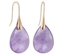 Agate Tear Beads Dangle Earrings, High Luxury Natural Stone Teardrop Fish Hook Earrings Elegant Trendy Pendant Drop Ear Jewelry for Women (Purple & Gold)