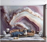 Agate Texture Wallpaper Mural Abstract Gradient Purple Pink Art Background Wall Large Mural for Living Room Bedroom,250X170Cm