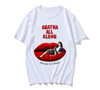 Agatha All Along T-Shirt Cotton Graphic Tee Revenge is A Witch Oversized Red Lips Print Men Women Clothing Casual Top (1) White M