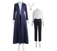 Agatha Harkness Costume for Women, Coat, Shirt, Trousers, Necklace, Complete Set, Wanda Witch, Cosplay, Halloween Outfits (Blue, 3XL)