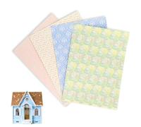 Agatige 1:12 Miniatures Dolls House Wallpaper, Cute Pattern Self Adhesive Dollhouse Stickers for Dollhouse Decoration