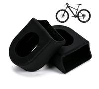 Agatige 1 Pair Bike Crank Arm Protector Sleeves, 15mm/0.59in Height Soft Silicone Crank Cover Boots Anti Scratch Dust Resistant Protective Covers for Mountain Road Bikes (Black)