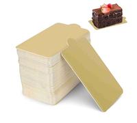 Agatige 100Pcs 4"x2.3" Mini Cake Boards, Gold Rectangular Cardboard Paper Cupcake Dessert Displays Base Tray Disposable Paper Dessert Displays Coasters for Cake DIY, Baking Party Wedding Birthday