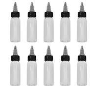 Agatige 10PCS Empty Tattoo Ink Bottles 30ml with Clear Plastic Twist Cap | Transparent Tattoo Pigment Container, Leak-Proof, Clear to Monitor Pigment Level, Precise Flow Control, For Tattoo Artists