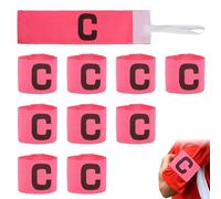 Agatige 10Pcs Football Captain Armband, 33x7cm/13x2.8in Running Exercise Soccer Captain Armband Unisex Elastic C Word Armband for Adult Youth Team Competition or Training (Pink)