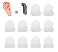 Agatige 10PCS Hearing Aid Domes, 8mm Soft Silicone Ear Tips Double Layer Closed Type Washable Earbud Anti Static Earplug Hearing Aid Parts for Seniors(White)