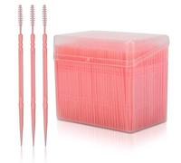 Agatige 1100 Pieces Double Head Dental Picks, Soft Plastic Toothpicks Tooth Floss Picks Interdental Brush Flosser Sticks Toothpick Tooth Flossing Oral Dental Brush Cleaning Tool(White) (Pink)