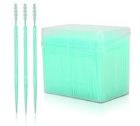 Agatige 1100pcs Oral Care Dental Brush Teeth Pick, Double-Head Dental Toothpicks 360° Flexible Deep Clean Toothpicks Interdental Brush(Green)
