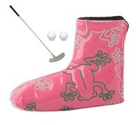 Agatige 18x14cm/7.1x5.5in Golf Putter Headcover, Golf Blade Putter Cover Embroidery Putters PU Protective Magnetic Closure Head Cover Perfect Funny Novelty Golf Ornament for Golfer (Pink)