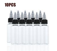 Agatige 1oz/30ml Empty Tattoo Ink Bottles, 10pcs Small Plastic Squeeze Bottle Tattoo Ink Oil Dropper Bottle Pigment Container with Twist Cap for Tattoo Artists, Painting
