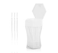 Agatige 200 Piece Double Head Plastic Toothpick, Dental Floss Interdental Toothpick Brush Teeth Stick Oral Tooth Clean Tooth Gap Brush with Dispenser for Hotels, Restaurants, and Home (White)