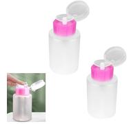 Agatige 2Pcs Nail Polish Remover Pump Bottle Dispenser, 60ML Empty Push Down Cleanser Bottle Pump Dispenser Bottle for Nails Liquid Bottle Container with Flip Top Cap for Makeup Remover