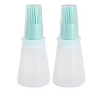 Agatige 2pcs Oil Bottle with Brush Silicone Pastry Brush Oil/Honey/Sauce Bottle Brushes for Kitchen Cooking Baking Pancake BBQ Basting Tool(Green)