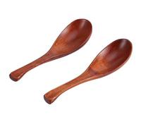 Agatige 2PCS Wooden Soup Spoon, Short Handle Tableware, Soup Spoons, Coffee/Tea/Honey Wooden Spoon Kitchen Accessories Tablespoon for Restaurant Household Kitchen