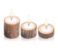 Agatige 3Pcs Wooden Candle Holder, Birch Rustic Tea Light Candle Holders Country Decorative Votive Tealight Candle Holders for Wedding, Birthdays, Party Home Decor