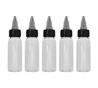 Agatige 5 Pack Empty Tattoo Bottles, 30ml Clear Empty Plastic Ink Bottles with Twist Cap Tattoo Squeeze Bottle Mixing Bottle Tattoo Pigment Container Tattoo Accessories for Tattoo Artists