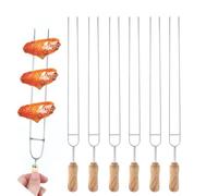 Agatige 6Pcs Stainless Steel Kebab Skewers, 40cm Reusable Double Prong BBQ Food Meat Kebab Skewers Rustproof Kebab Spike for Grilling Long Shish Kabob Sticks Set