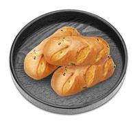 Agatige Black Round Serving Tray, Wooden Snack Food Meals Tea Trays Decorative Tray Tableware Non Slip Bar Drinks Food Serving Tray for Coffee Table Party Hotel (M 24CM)