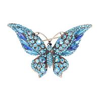 Agatige Butterfly Brooch, Vintage Diamond-studded Crystal Exquisite Design Fashion Decoration Metal Big Corsage Jewelry Accessories for Clothes Suit Jacke(Blue)