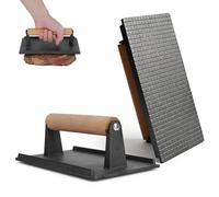 Agatige Cast Iron Bacon Press, Non Stick Rectangle Steak Weight Grill BBQ Meat Burger Press with Wood Handle Barbecue Grilling Tool for Burger Grilled Sandwich Quesadilla Steak, 20 x 10 cm