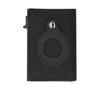 Agatige Cowhide Card Holder, Anti Lost RFID Credit Card Wallet Automatic Popup Leather Wallet with Aluminum Case for Men of All Ages (Black)