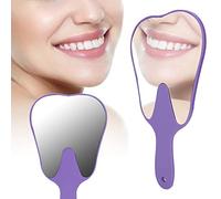 Agatige Dental Mirror, Cute Tooth Shaped Mirrors Teeth Inspection Handheld Mirror Dentist Oral Hygiene Mouth Mirror Dental Accessory for Women Men & Kids(White) (Purple)