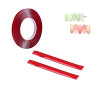 Agatige Double Sided Tape for Press on Nails, 10m Adhesive Strong Sticky Nail Tapes Nail Glue Double Sided Mounting Tape Nail Art Red Film Clear Tape for Nail Display Lens Manicure Tool