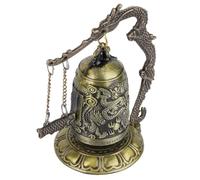 Agatige Fengshui Vintage Dragon Bell,Carved Bronze Dragon Lock Bell,Buddhist Collectibles Ornaments Meditation Small Dragon Shape Bell for Home Office Decor