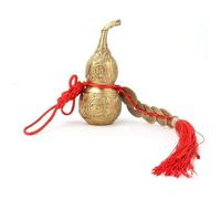 Agatige Good Luck Wu Lou Hu Lu Gourd, Feng Shui Brass Cucurbit with with Decor Tassels String and Red Chinese Knot for Housewarming Gifts Home Decoration, 10cm/3.94in