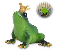 Agatige Mini Frog Crown Prince Figurines, Lifelike Cute Synthetic Resin Frog Statue Desktop Ornament Garden Miniature Moss Landscape for Home Office Garden Women Room Decor