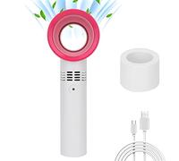 Agatige Mini Portable Fan, USB Rechargeable Handheld Bladeless Cooling Dryer Air Conditioning Blower Essential Eyelash Extension Supplies with Weight Base for Dries Eyelash Extensions Glue