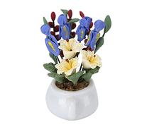 Agatige Miniature Dollhouse Plant, Miniature Potted Plants Model 1:12 Miniature Bonsai Lily Flowers for Doll House Accessories