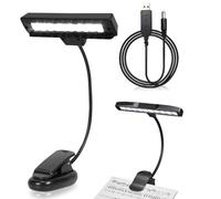 Agatige Music Stand Light, Flexible Neck Clip On Orchestra Piano Lamp 10 LEDs Musician Light USB Rechargeable Portable Bright Night Work Lighting Eye Care Desk Lamp for Musicians (1PCS)