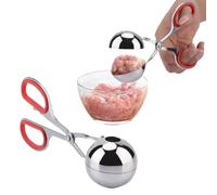 Agatige Nonstick Meatball Maker, Stainless Steel Meat Baller Ice Tongs Cake Pop Roller, Meat Ball Maker Mold Cookie Dough Scoop Meatball Maker Tool for Kitchen Cooking(Red)