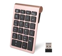 Agatige Number Pads, Wireless 22 Keys Numeric Keypad USB 2.4G Portable Number Pad with Receiver, Mini Ergonomic Keyboard for Laptop Desktop Computer PC Shortcut Data Entry (Rose Gold)