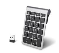 Agatige Number Pads, Wireless 22 Keys Numeric Keypad USB 2.4G Portable Number Pad with Receiver, Mini Ergonomic Keyboard for Laptop Desktop Computer PC Shortcut Data Entry (Grey)