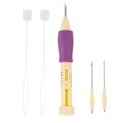 Agatige Punch Needle Kit, Embroidery Pen Tool Adjustable Punch Needles Threaders Set with3 Sizes Pen DIY Craft Threaders Sewing Knitting for Embroidery Floss Cross Stitching Beginners Yellow Purple