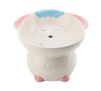 Agatige Raise Tilted Ceramic Cat Bowls, Cartoon Sheep Design | Elevated and Tilted, Anti Vomiting, Pet Bowl Dishes for Flat Faced Cats, Kitten Small Dogs