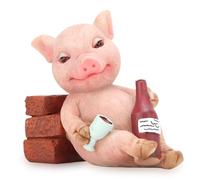Agatige Resin Pig Statue,Lovely and Mini Piggy Ornament,Funny Drunk Pig Figurine Outdoor Piggy Lawn Ornaments for Desktop,Home,Office Decorations,9 X 8.2 X 4.5cm / 3.5 X 3.2 X 1.8in