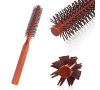 Agatige Round Hair Brush,Wood Styling Brush Ergonomic Curling Roll Hairbrush Unisex Small Comb for Blow Drying Curl Dry Hair - 2.5x21cm