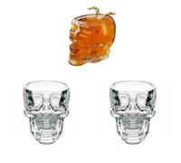 Agatige Set of 3 Skull Shot Glasses, 2.5oz Clear Skull Drinking Cup Whiskey Glasses Funny Crystal Decorative Halloween Drinkware for Vodka Wine Cocktail Beverage