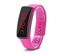 Agatige Simple Watches, Unisex LED Watch 12 Hour Dial Electronic Sports Silicone Strap Digital Display Wristwatch Watch Settable Date Time (Pink)
