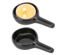 Agatige Small Candle Holder, Ceramic Spoon Shape Tea Light Candle Heater Aromatherapy Candle Holder Essential Tealight Aromatherapy Diffuser with Handle for Ceramic Oil Burner, Aroma Diffuser (Black)