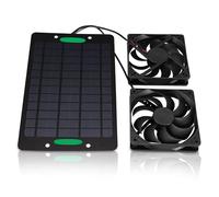 Agatige Solar Panel Fan Kit, Waterproof Solar Powered Ventilation Exhaust Dual Fan Portable Powered Garage Air Extractor Pet Houses Ventilation for Greenhouses Chicken Coops Attics Barns Sheds