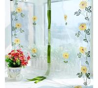 Agatige White Sheer Curtains, Modern Bedroom Curtains Sunflower Embroidery Tulle Lifting Sheer Curtains Privacy Sheer Curtains Voile Curtains for Living Room,Bedroom, Window Panel(80 x 150cm)